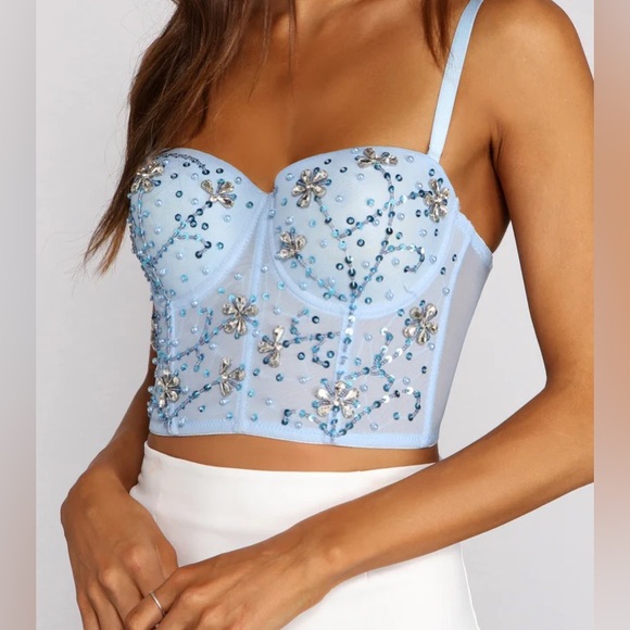 Feelin' Flawless Embellished Bustier | Blue rhinestone bustier top - Picture 4 of 12